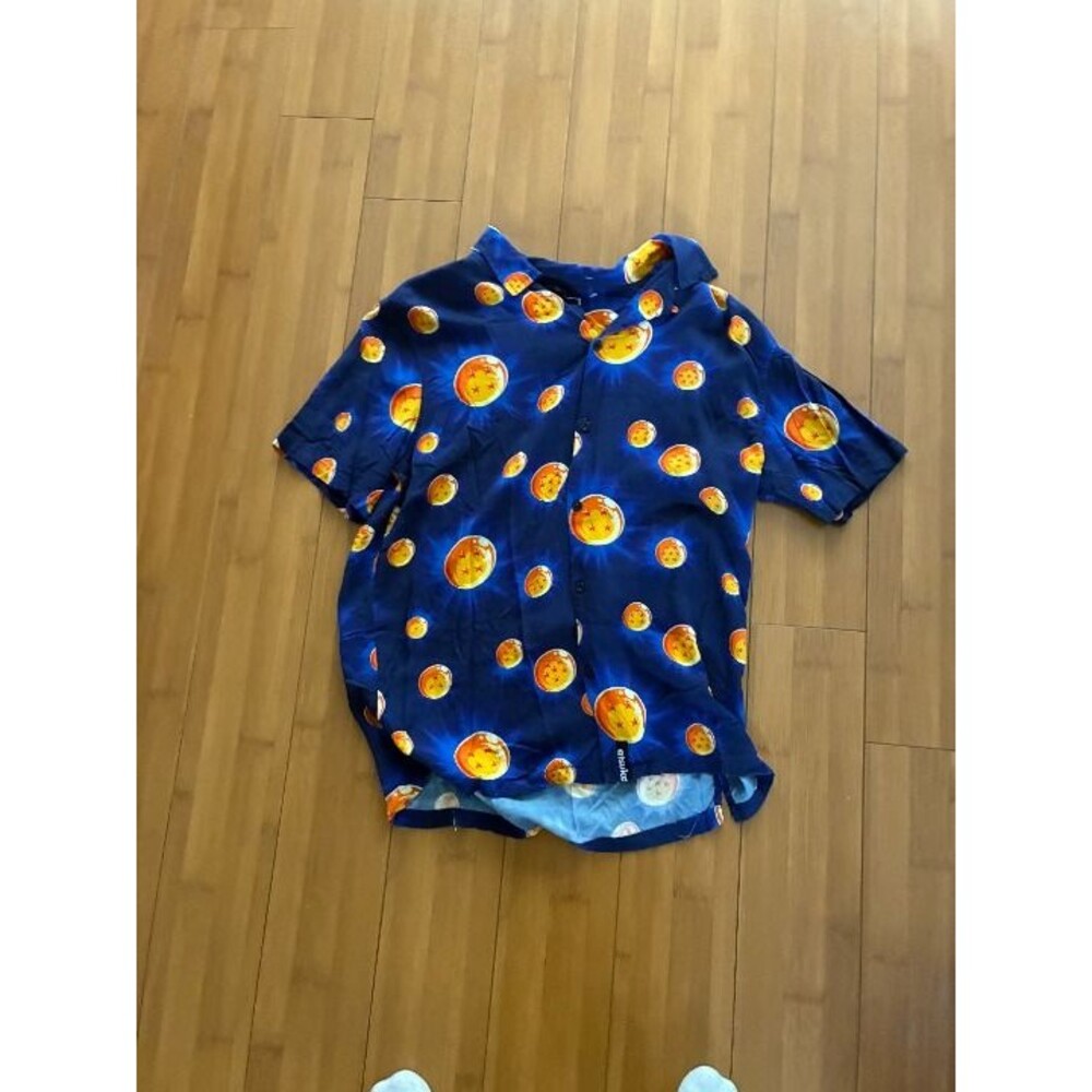Atsuko Anime Dragon Ball Z Blue Dragon Balls Button-Down Shirt Small